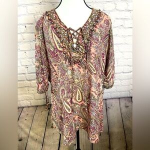 BKE Boutique Paisley Blouse size medium